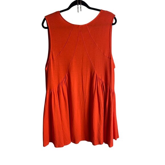 Free People Beach Size Medium Red Coral Mini Dress Swim Cover Up Hemp Cotton - Picture 5 of 7